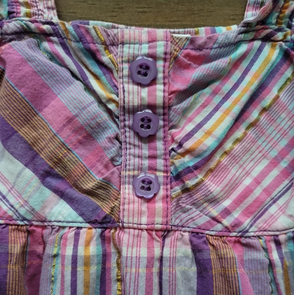 Okie Dokie 100% Cotton Purple Summer Gold Thread Dress Size 18 Months - Picture 3 of 7